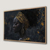 African Woman Profile Canvas Print with Gold Jewelry Art