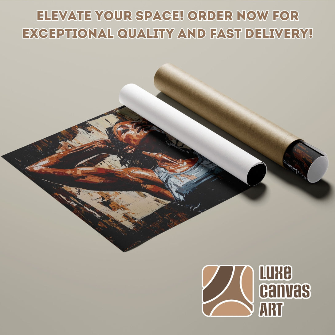 Poster Roll featuring abstract art in warm, earthy tones. Elevate your space with Luxe Canvas Art!