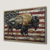American Bison on Vintage Wood Panel Canvas Print