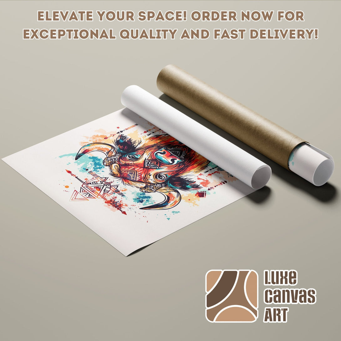 Abstract bull Poster Roll art in vibrant colors. Elevate your space with this high-quality print. Order now!