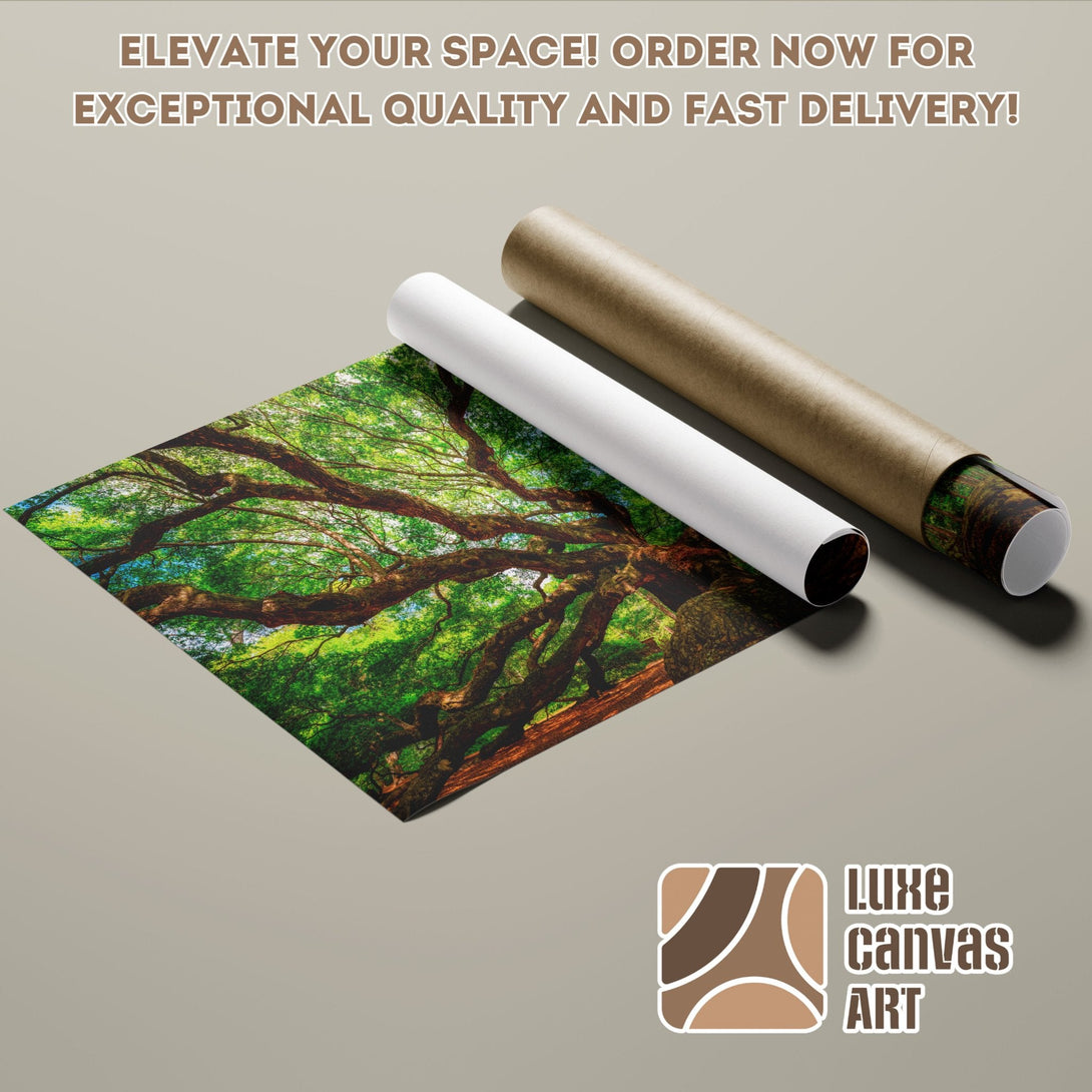 Poster Roll featuring a vibrant tree scene in green and brown tones, perfect for your home decor.