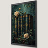 Antique Books and White Roses Art Poster for Library Elegance