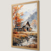 Autumn Barn and Creek Art Poster for Rustic Home Decor