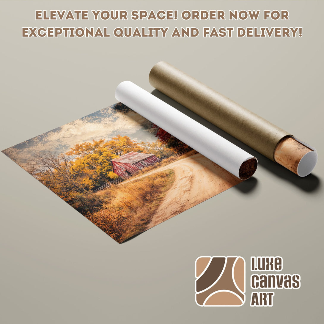 Poster Roll featuring a rustic landscape with autumn colors. Elevate your space with this beautiful art!