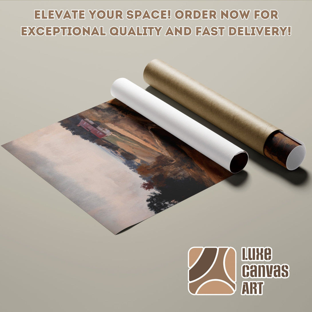 Poster Roll of a landscape painting with a warm color palette. Perfect wall art for your home!