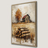 Autumn Barn Scene Rustic Framed Canvas Print Art