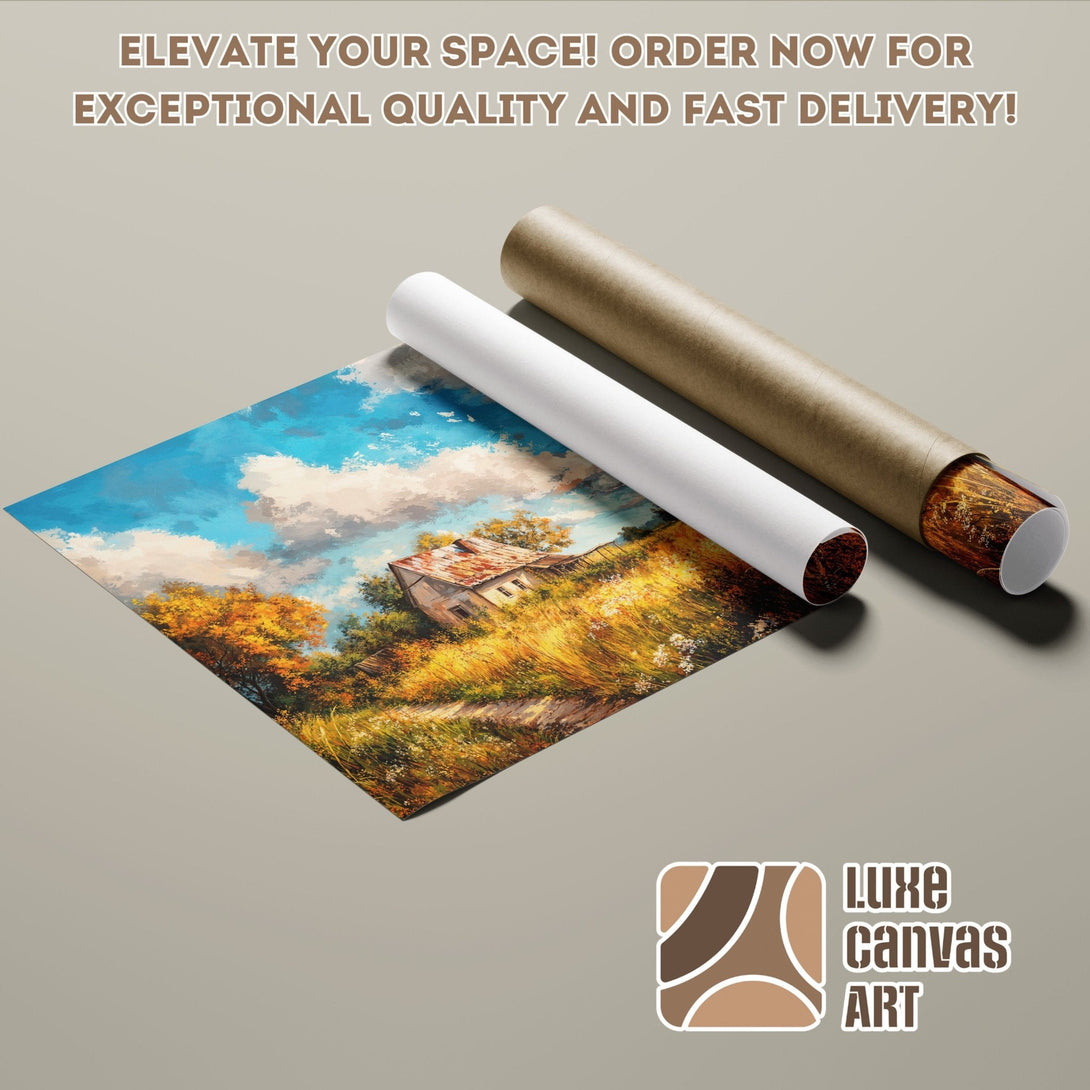 Poster Roll featuring a landscape painting in warm tones. Elevate your space with this beautiful art. Order now!