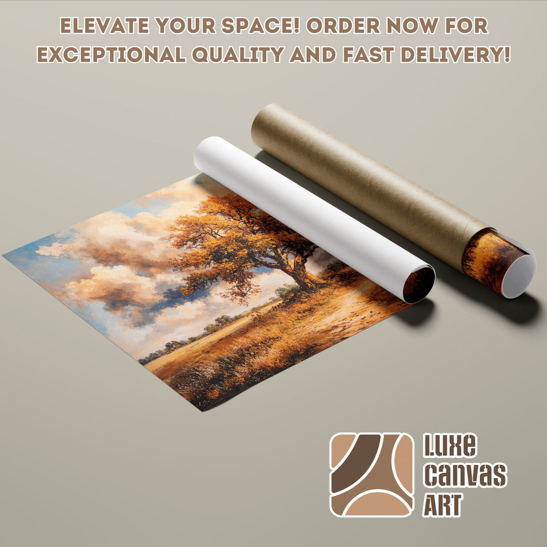 Poster Roll featuring a landscape painting in warm earth tones. Elevate your space with art!