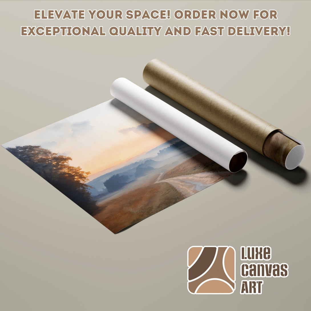 Poster Roll featuring a landscape scene in warm tones. Elevate your space with this beautiful artwork!