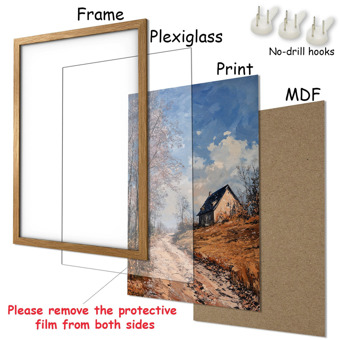 Framed Poster of a landscape painting in warm tones. Add art to your home with this beautiful print!