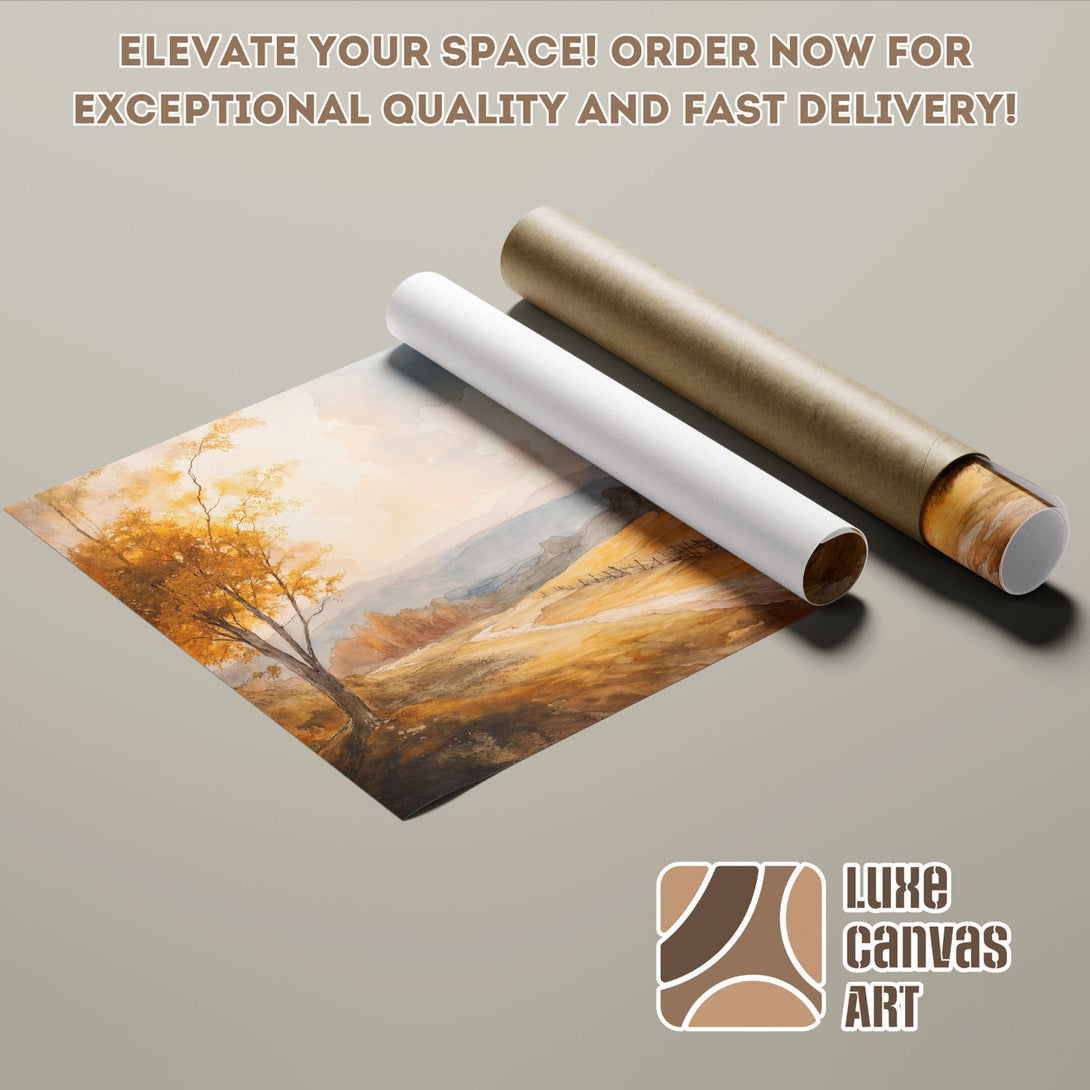 Poster Roll of a landscape painting in warm tones. Perfect wall art!