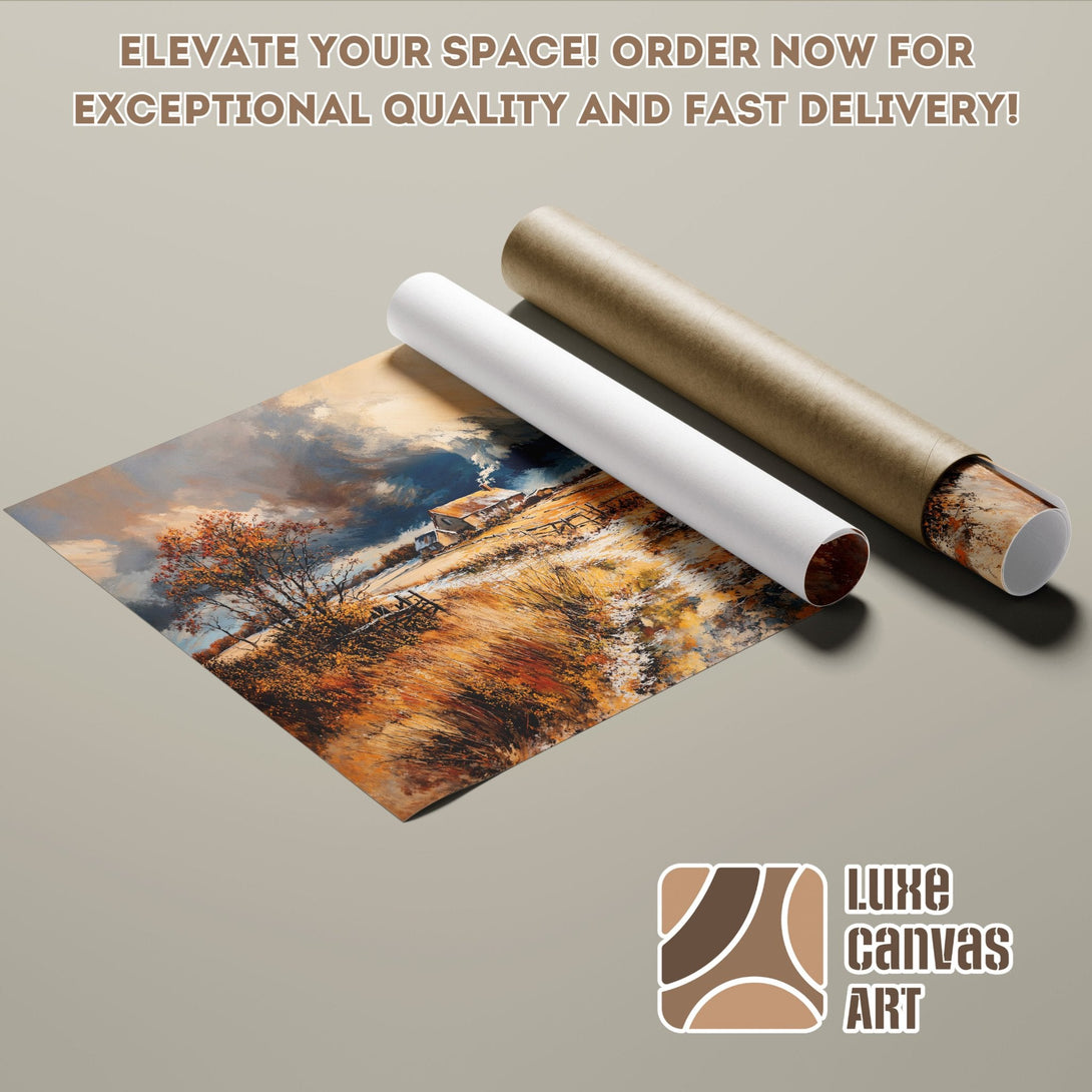 Poster Roll of landscape art in warm tones. Elevate your space!