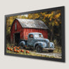 Autumn Farm Scene Art Poster: Vintage Truck and Barn