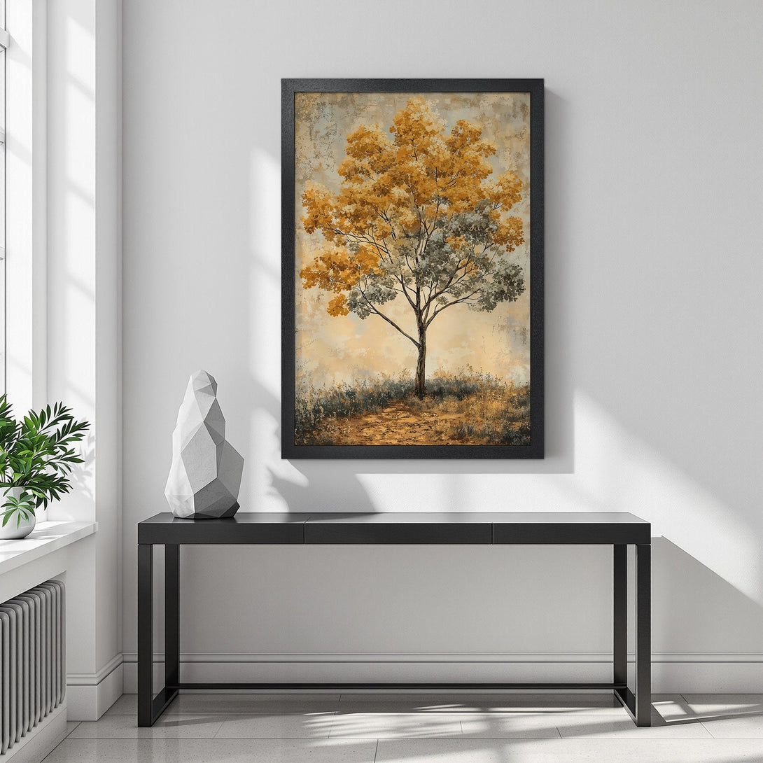 Framed Poster of a tree in a warm, earthy color palette. Perfect for adding a touch of nature to your home decor!