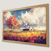 Autumn Field with Rustic Barn Art Poster for Home Decor