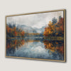 Autumn Forest Reflection Canvas Print with Misty Mountains