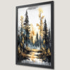 Autumn Forest Stream Art Poster with Golden Leaves