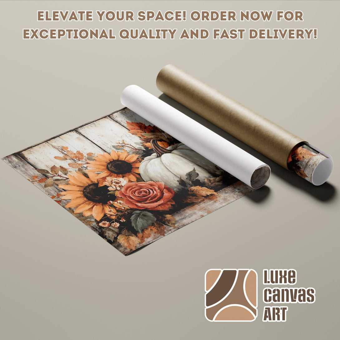 Poster Roll featuring a floral still life in warm tones. Rustic style, perfect for fall decor.