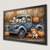 Autumn Harvest Scene Art Poster Featuring Pumpkins and Puppies