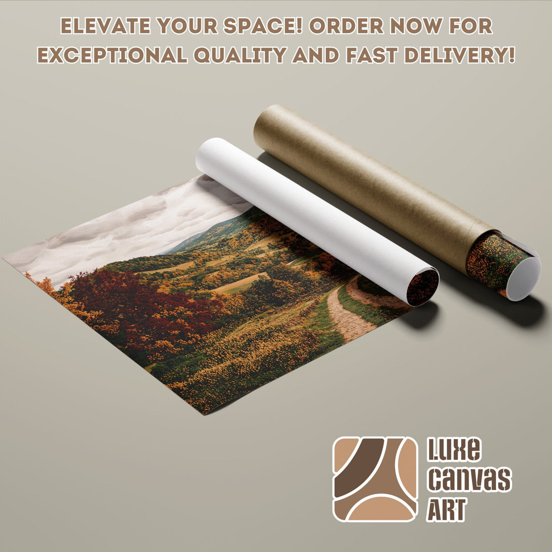 Poster Roll featuring a vibrant landscape painting with warm autumn colors. Elevate your space!