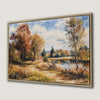 Autumn Lake Painting Framed Canvas Print for Cozy Decor
