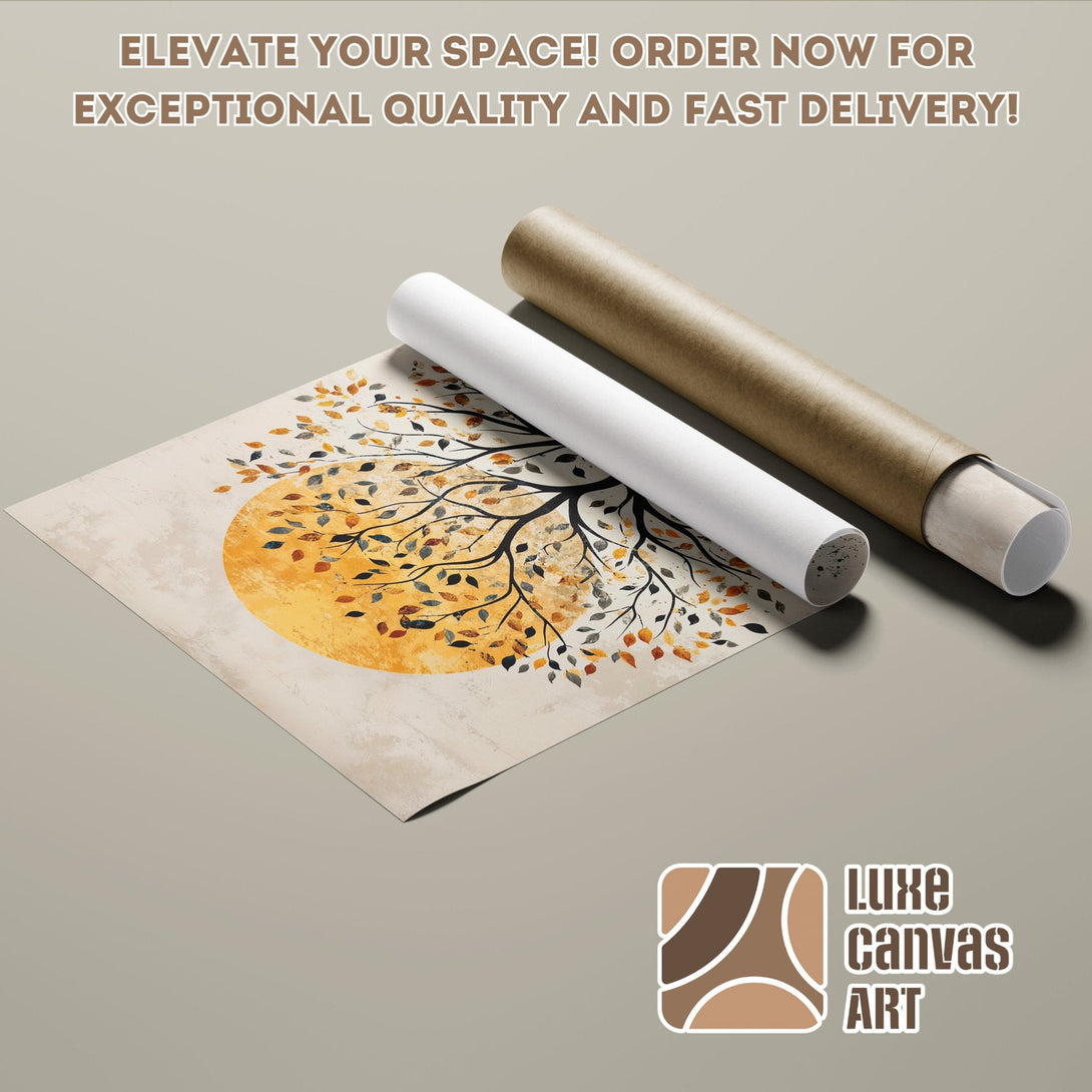 Poster Roll featuring an abstract tree design in warm, earthy tones. Elevate your space!