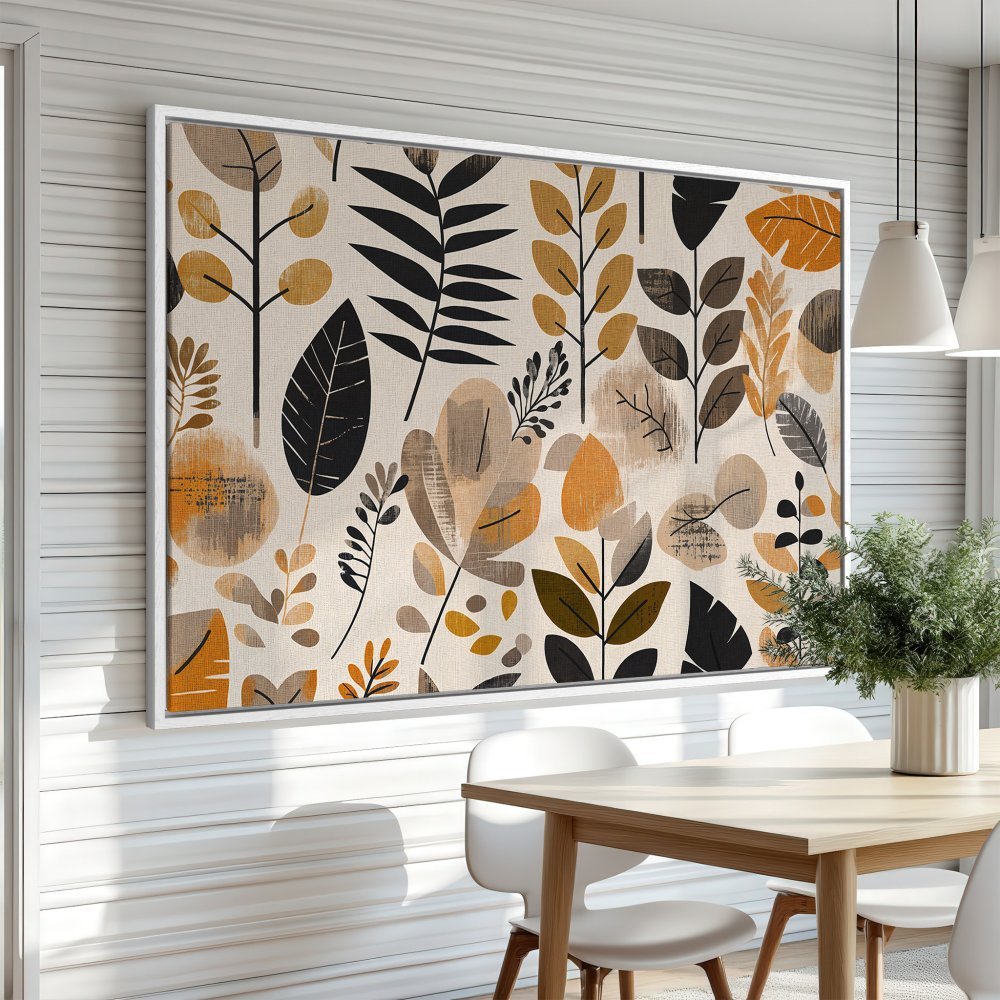 Framed Wall Art: Modern botanical print in neutral tones. Add a touch of nature to your space with this stylish canvas art.