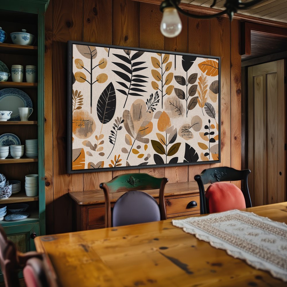Framed Wall Art: Botanical print in neutral tones. Modern leaf design adds warmth & style to any room. Shop our Canvas Prints today!