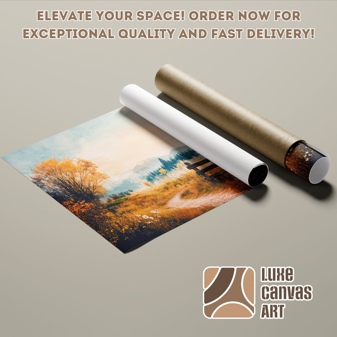 Autumn landscape poster roll, warm colors, perfect for home decor. Order yours today!