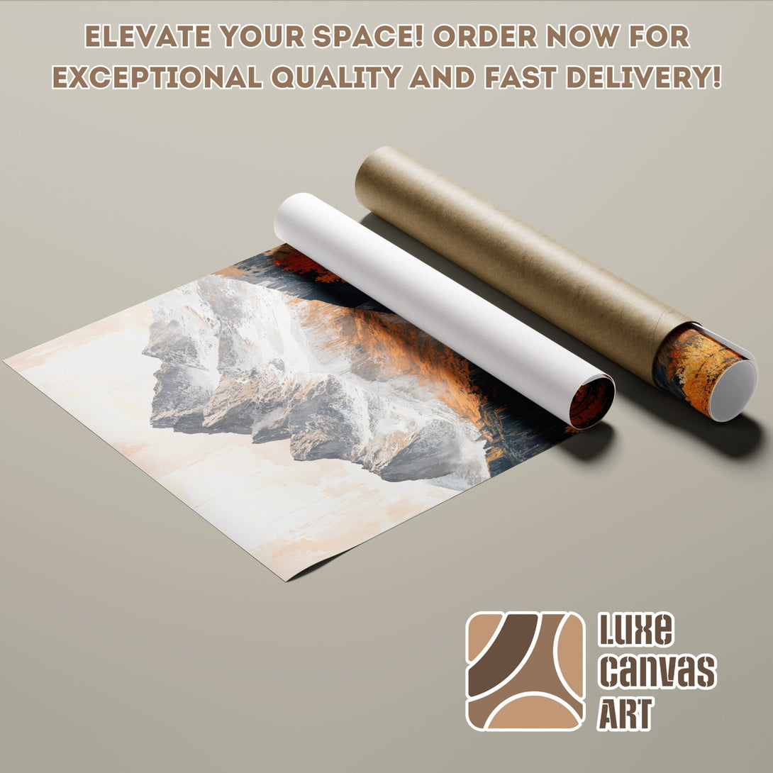 Poster Roll featuring a mountain landscape art print in a neutral color palette. Order now!