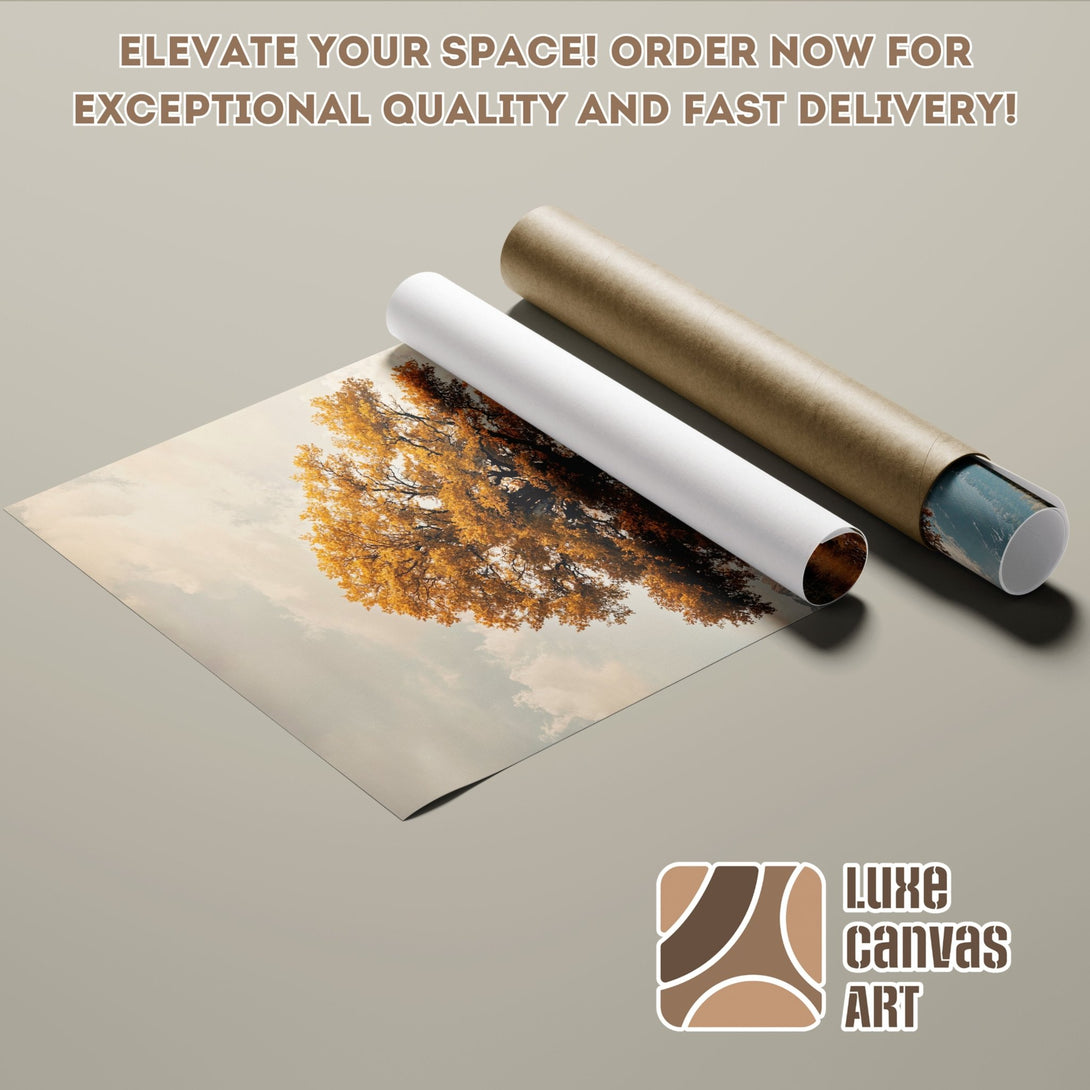 Poster Roll featuring a beautiful autumn tree in warm tones. Elevate your space with this stunning art print! Order now!