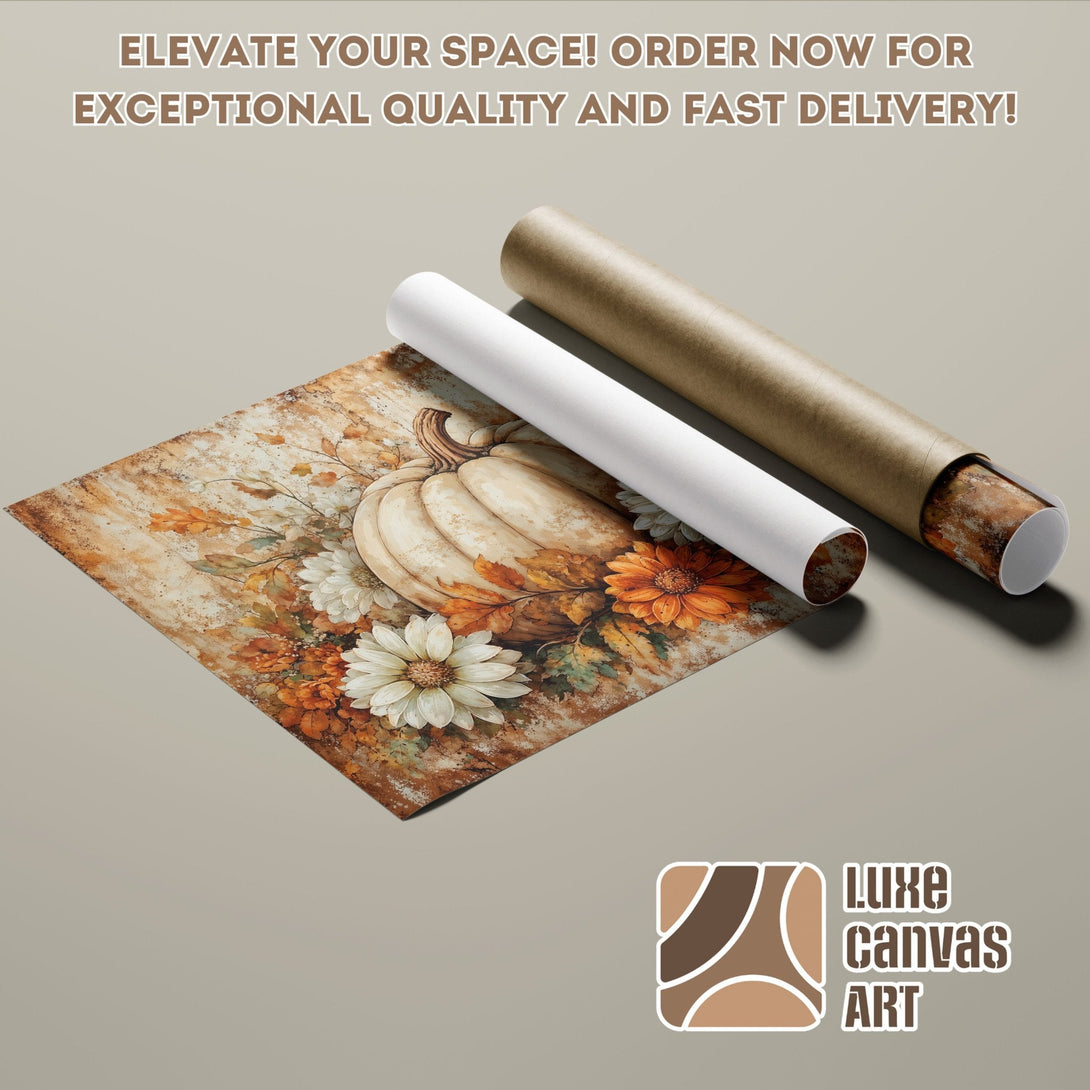 Poster Roll featuring a fall floral design in warm, earthy tones. Elevate your space with this art!