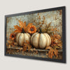 Autumn White Pumpkin and Orange Leaves Art Poster for Fall Decor