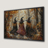 Autumn Witch Trio in Fall Forest Canvas Print Art