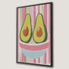 Avocado Abstract Art Pink and Green Framed Canvas Print