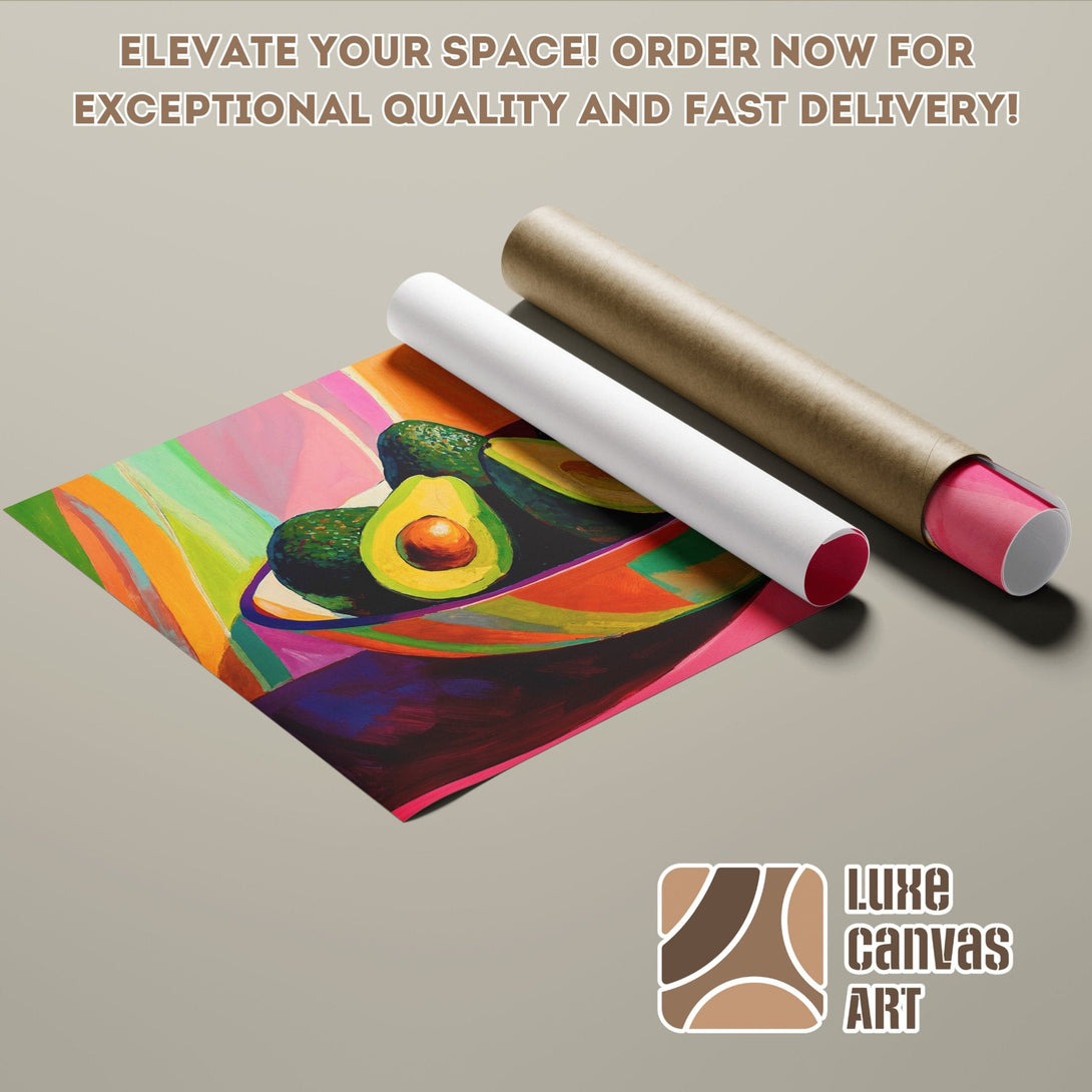Abstract avocado Poster Roll with vibrant colors, ready to elevate your space! Order now!
