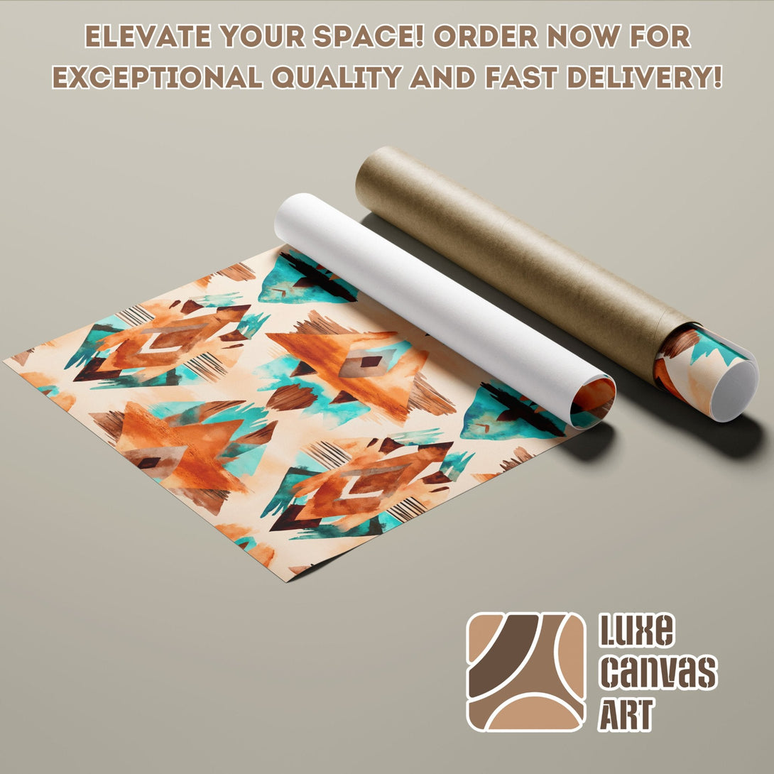 Abstract art poster roll in warm earth tones. Elevate your space with this stylish, high-quality poster! Order now for fast delivery.