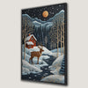 Snowy Cabin and Deer Magical Winter Night Canvas Print