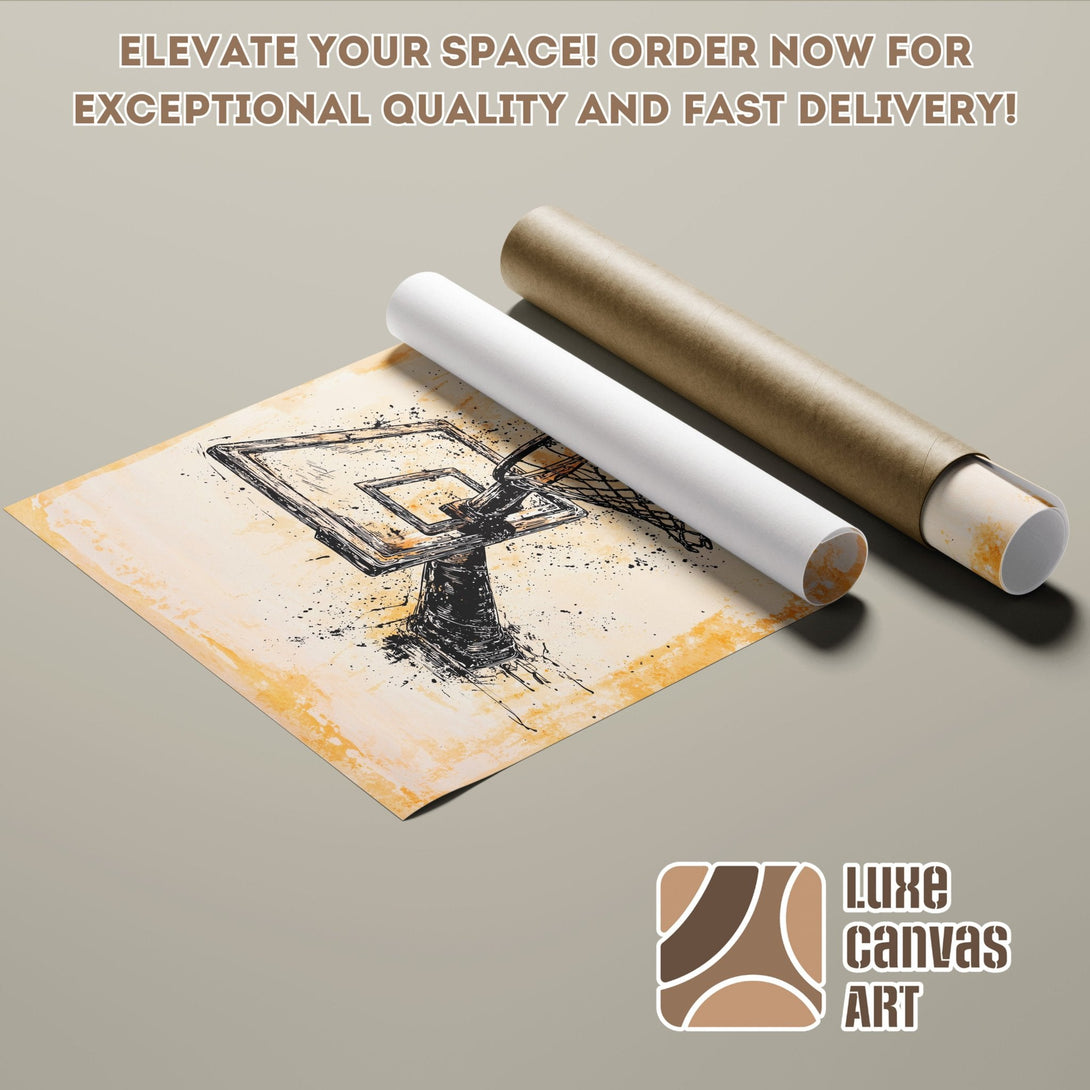 Basketball Poster Roll, abstract art in black and gold, ready to elevate your space!