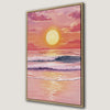 Beach and Ocean Waves Sunset Canvas Print Framed Art