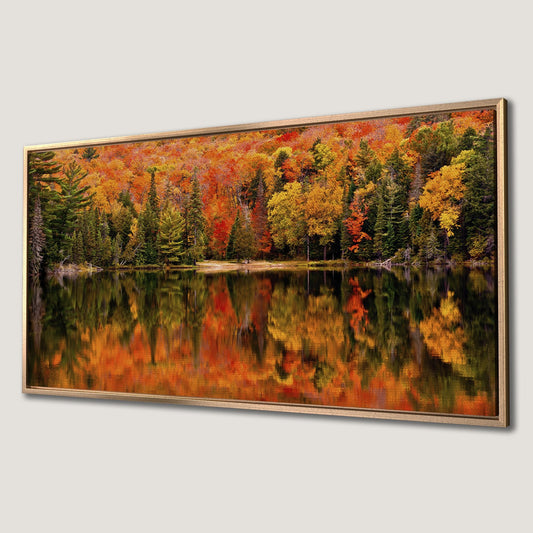 Beautiful Autumn Forest Reflective Lake Canvas Print