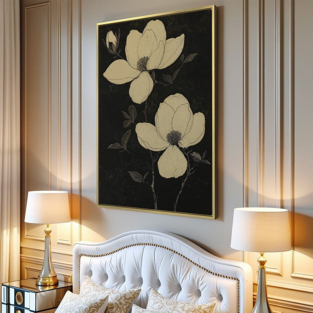 Canvas Print featuring elegant floral art in a neutral palette. Perfect for adding a touch of nature-inspired style to your home decor.