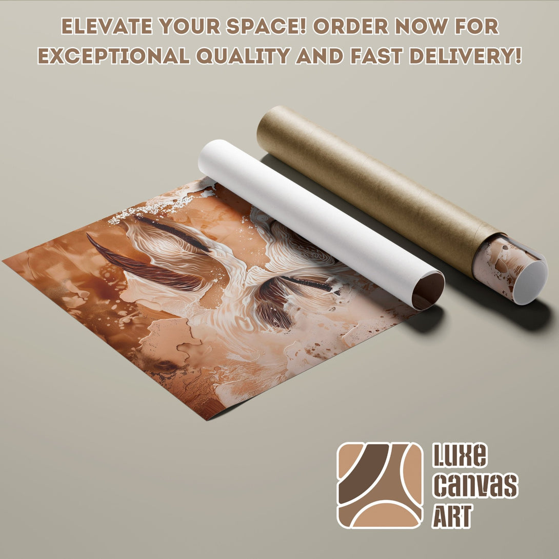 Abstract art poster roll in warm earth tones. Elevate your space with this stunning Poster! Order now for fast delivery.