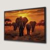 Big African Elephants Savanna Sunset Canvas Print Art