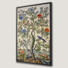 Bird and Floral Tree Artwork Framed Canvas Print