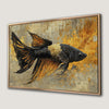 Black and Gold Betta Fish Framed Canvas Print Art