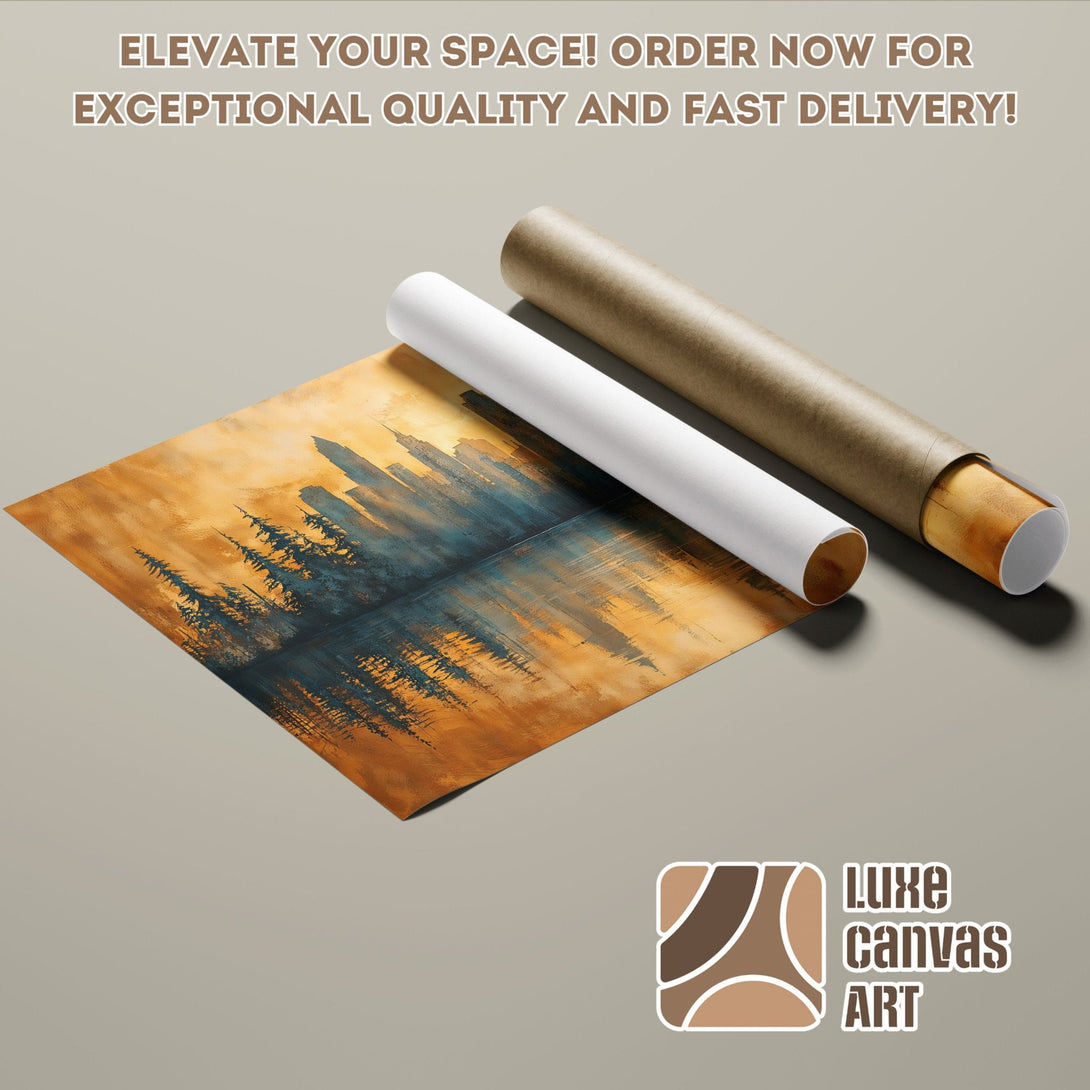 Poster Roll featuring a cityscape art print in warm, earthy tones. Elevate your space!