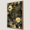 Black and Gold Cosmic Canvas Print with Geometric Circles