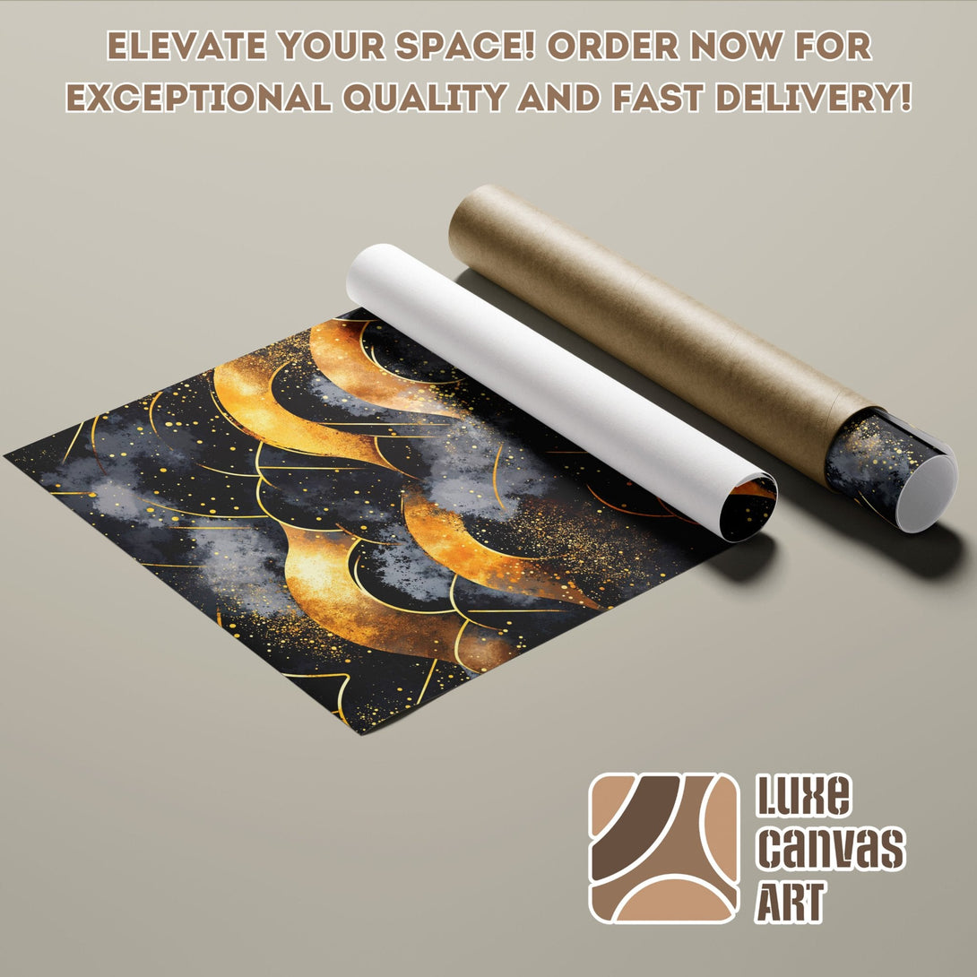 Abstract gold and black Poster Roll art. Elevate your space with Luxe Canvas Art! Order now!