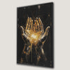 Black and Gold Human Hands Canvas Print with Gothic Flare